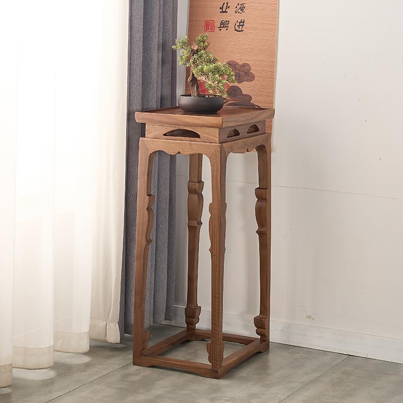 听阮图花架宋式家具香几实木客厅落地花几新中式黑胡桃木置物架子