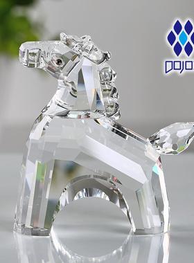 水晶小马摆件十二生肖高档办公桌装饰品创意平安夜耶诞节生日礼物