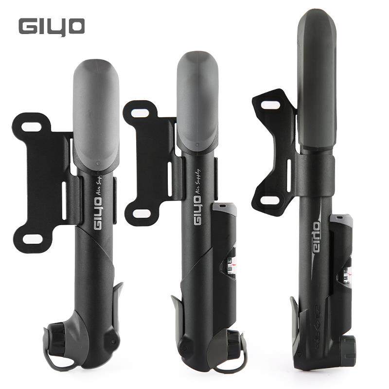 台湾GIYO迷你打气筒山地公路自行车高压充气可携式气压表单车美法