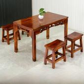 包邮 碳化防腐桌椅户外实木快餐桌饭店烧烤面馆小吃店彷古桌椅套件