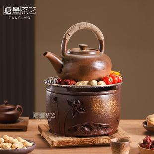 老式 围炉煮茶炉复古手工荷花炭炉烧水壶家用陶土柴烧大号炭火炉
