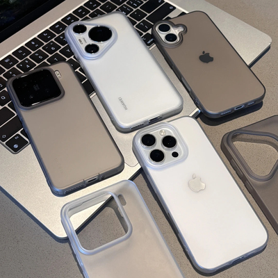 简约纯色磨砂大孔新款适用苹果17Pro手机壳iPhone16max12小米15华为pura80mate70k60reno14荣耀x200iqoo13s20