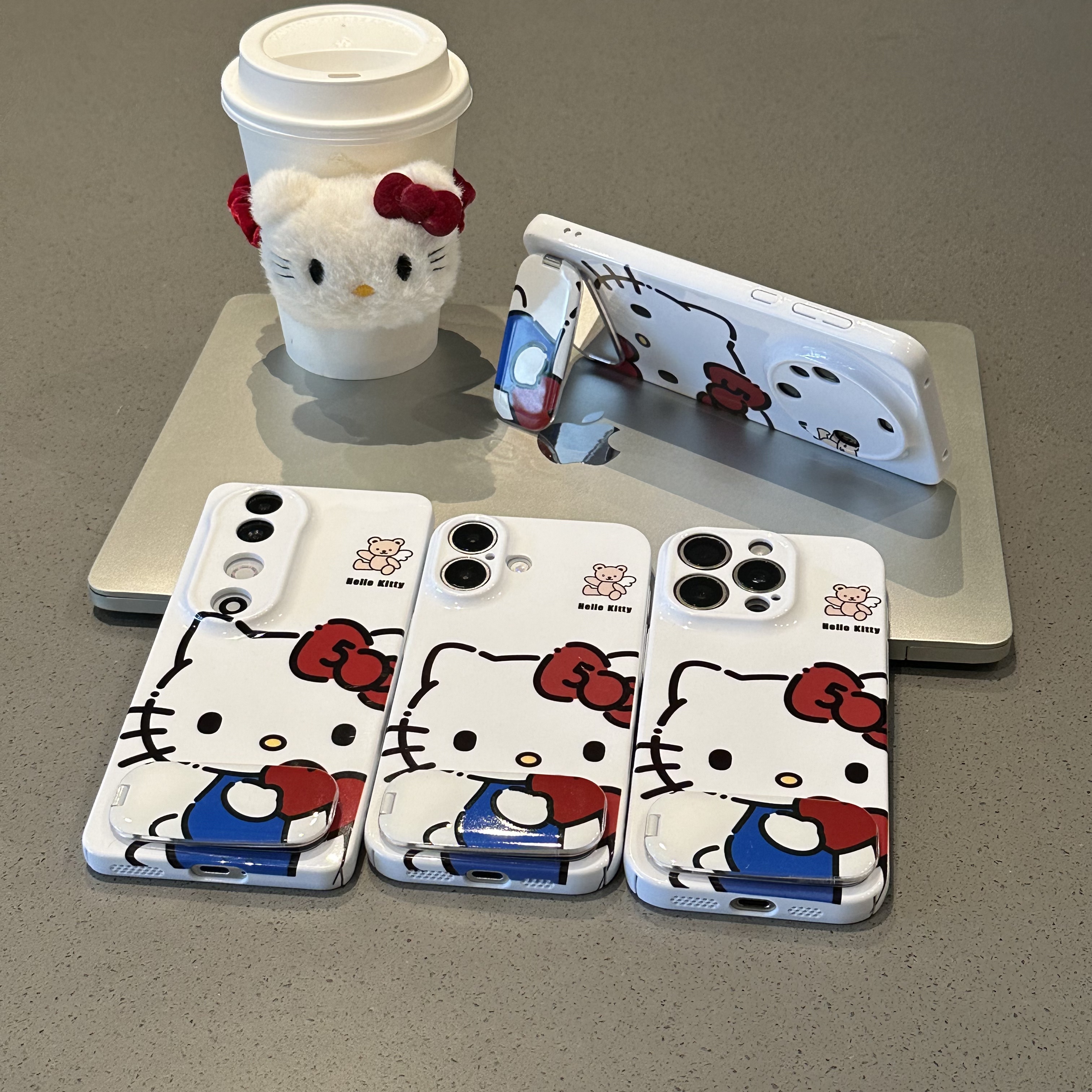 抱爱心凯蒂支架新款适用苹果16Pro手机壳iPhone15max小米14华为mate70pura80k60荣耀x200oppoReno12iqoo13s20