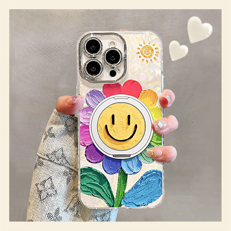 油画太阳花磁吸支架适用于vivos50promini手机壳s30高级s20pro新款vivo全包s19防摔s18女款s17超火s16保护套