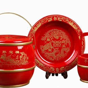 鸡蛋容器喜庆早生贵子 子孙桶陪嫁出嫁婚庆用品大全结婚用红桶装