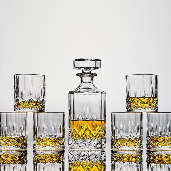 【安全包装】欧式描金钻石纹水晶威士忌酒杯酒白兰地洋酒具套装