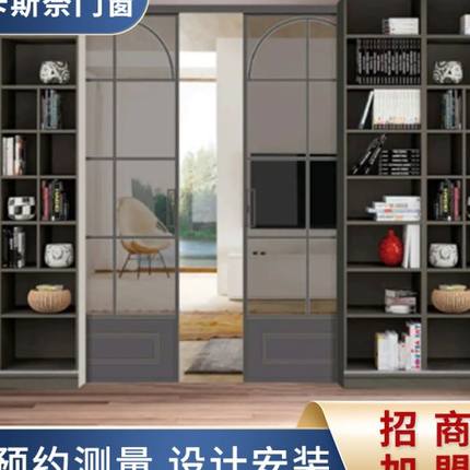 法式复古联动推拉门厨房阳台客厅隔断铝合金玻璃门法式复古老铁门
