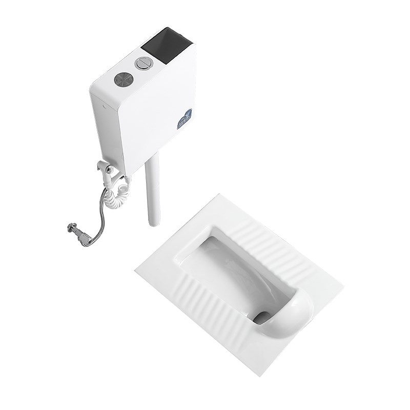 公共卫生间带前挡头蹲便器防溅水防滑蹲坑档头挡板存水弯防臭蹲厕