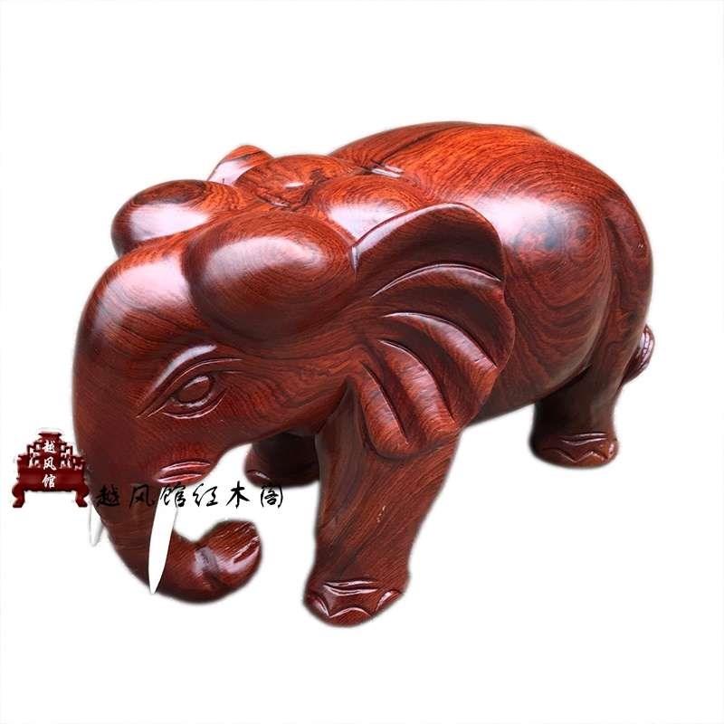 大果紫檀实木整木象摆饰红木大象招财风水摆件缅甸花梨木雕工艺品