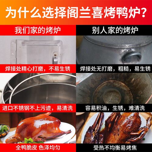 阁兰喜木炭烤鸭炉商用燃气80/90烧鸭烤鸡烧鹅吊炉脆皮五花肉烤炉