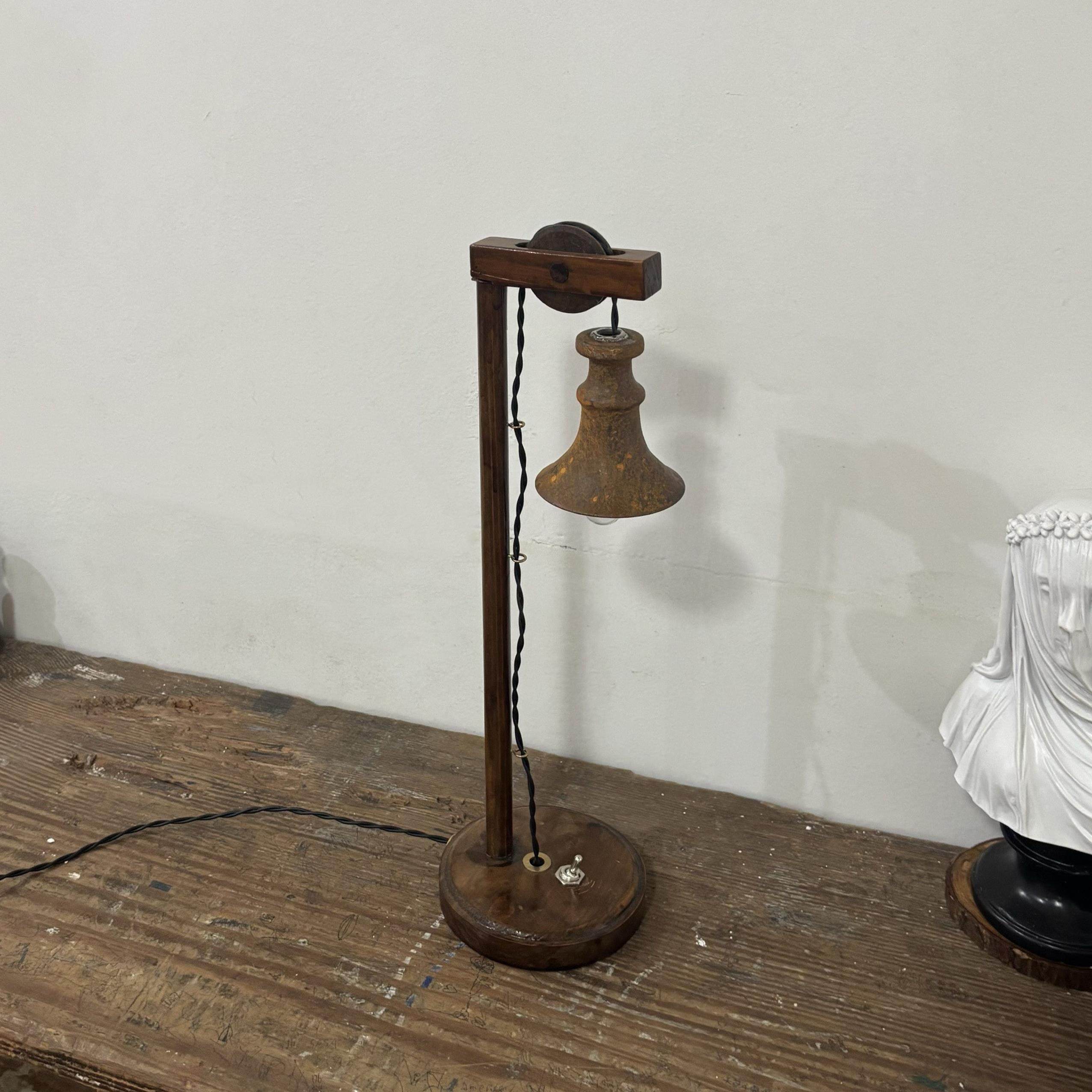 古典日系诧寂禅意泡茶室道具实木手工做旧器具咖啡厅怀旧摆件台灯