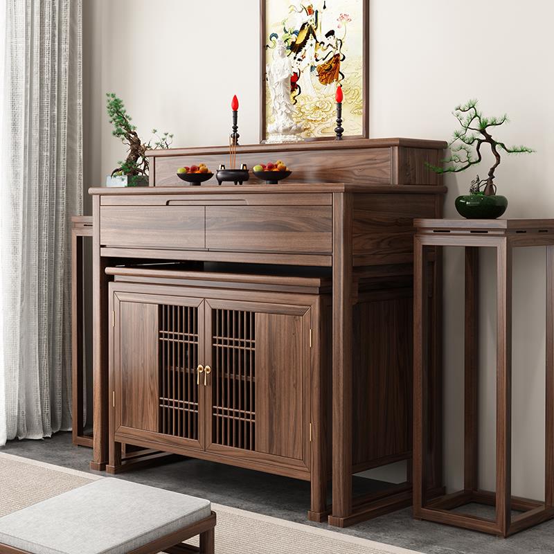 宏海新中式黑胡桃实木供桌香案家用观音财神佛龛香火神台佛台贡桌