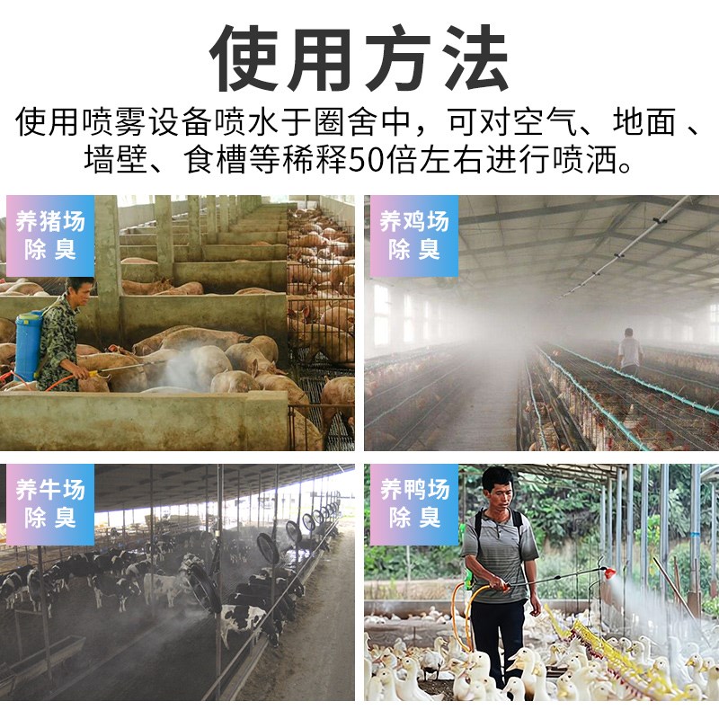 养殖场生物菌酶除臭剂马栏鸡舍猪圈粪便农村旱厕化粪池氨气去味液