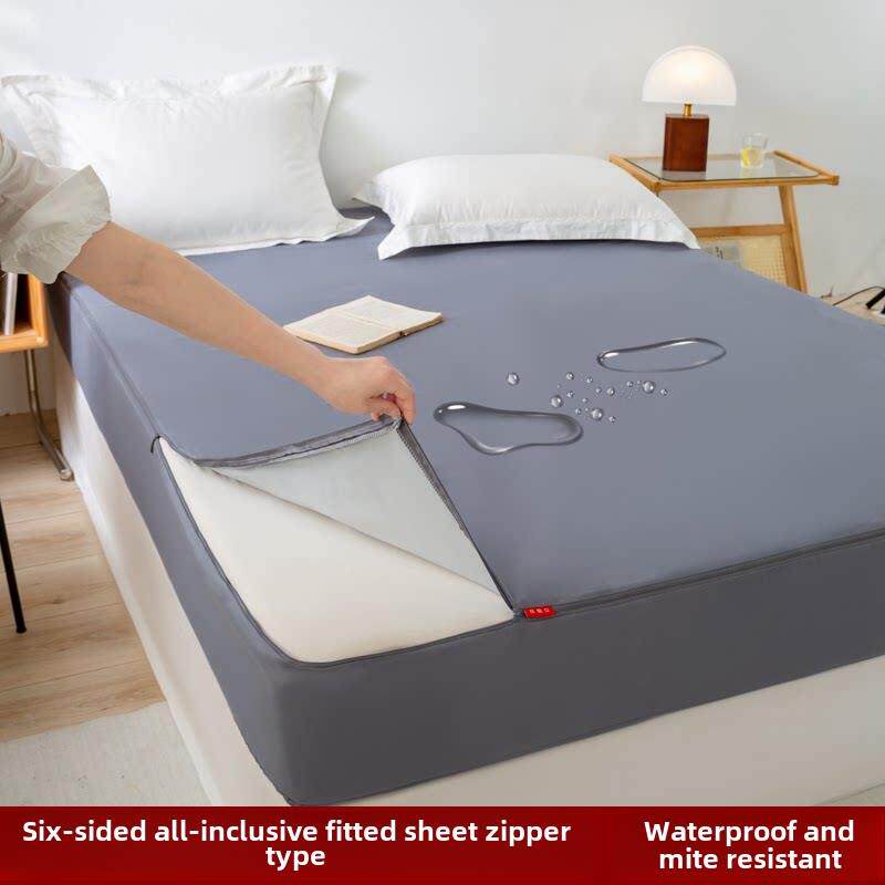 防水床笠单件六面全包拉炼式防滑固定床垫套席梦思保护罩隔尿防脏