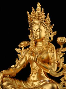 绿度母古法仿古鎏金铜佛像摆件尼泊尔佛像家居摆放白度母可定纯金