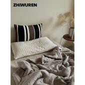 全棉水洗云绉色织双层纱条纹夏被薄被空调被夏凉被柔软日式 北欧风