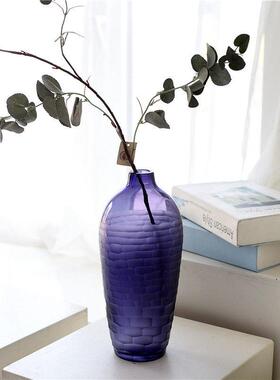 欧洲无障碍豪华简单的蓝色和紫色玻璃花瓶家庭客厅卧室桌面台面装
