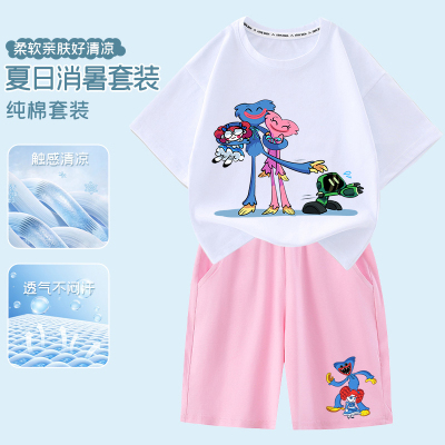 波比的游戏时间Playtime男女儿童纯棉短袖短裤两件套学生运动套装