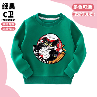 黑猫警长服装儿童t恤长袖2025新款秋季中大童装男女孩卫衣上衣潮