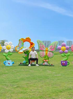 户外模拟夜光蝴蝶花海雕塑素描植物园林景观装饰园林入住照片装饰