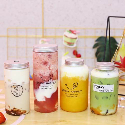 网红多款pet塑料瓶夏季奶茶杯子凉茶果汁饮料打包外卖奶茶瓶印刷