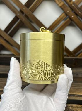 黄铜烟灰缸带盖防飞灰金属纯黄铜烟缸车载车用办公室家用客厅