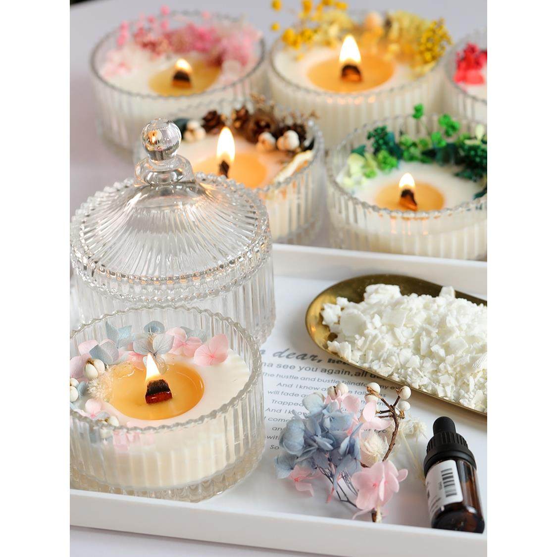 干花香薰蜡烛材料包蒙古包玻璃杯容器蜡烛diy材料女神节520母亲节