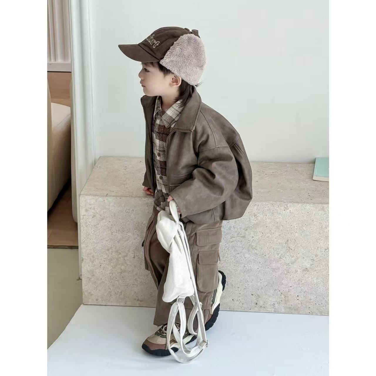 松韩屋男童棒球服皮衣夹克衫