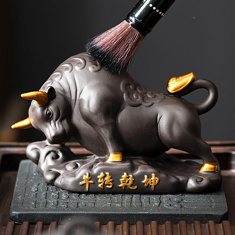 紫砂从牛茶宠摆件精品可养扭乾茶坤招财玩茶桌茶台茶具配件茶EOC