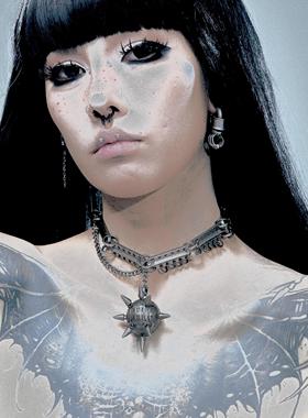 IIIM系III 残网I列暗黑金属链条拼接项圈项链coMCSkehr球 Karina