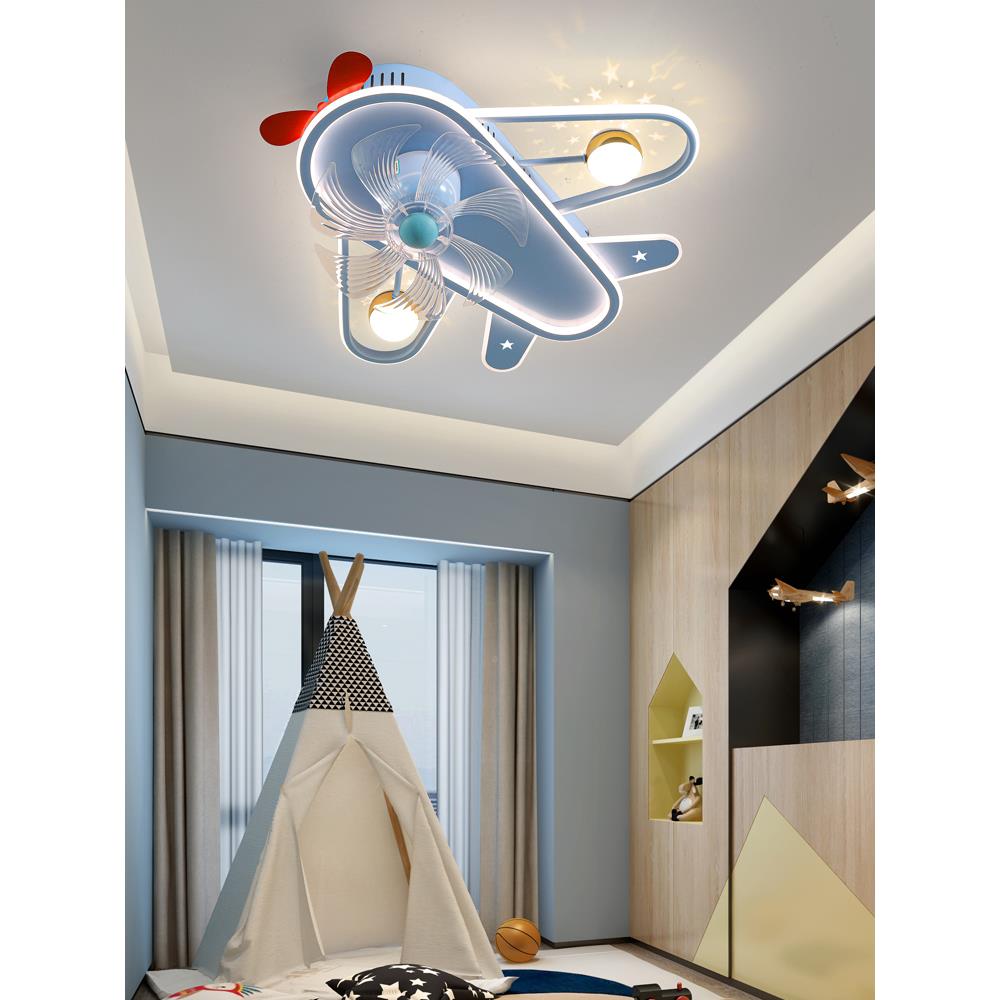 灯氏全光谱护眼满天星能飞机风扇灯室静音摇头童儿房灯卧6008满天