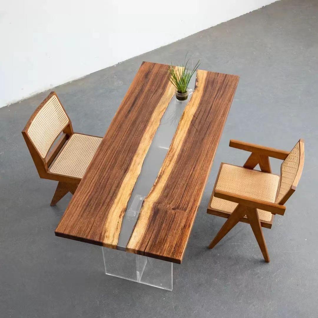 环氧树脂河桌实板木木大波浪茶几意餐原桌创MFZ茶几咖啡桌整板家