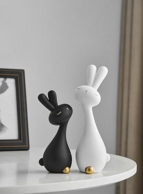 客厅高摆家件高档电视柜桌面子装饰品SHBB4347艺术居兔饰品轻奢级