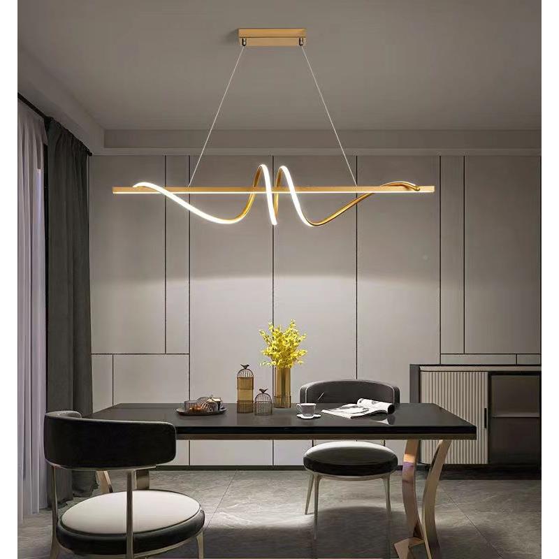 餐54354厅吊灯北欧极设计师灯具现代长简约创意款条吧台餐桌吊简