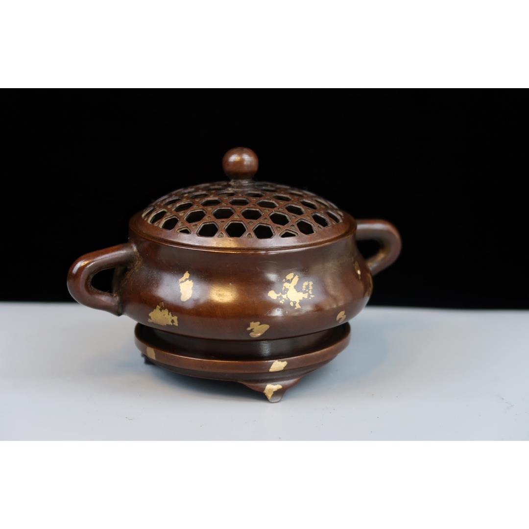 工ERZ耳炉套炉苏铜炉纯薰手工制作老紫铜熏蚰香炉仿古盘香炉家用
