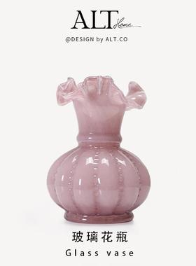 ALT-25-H法式紫色玻装璃厅花摆瓶客轻奢高级感鲜花水培插花花器餐