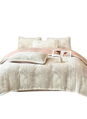 冬季加厚奶绒雕花单床绒上四件套加被套床双KA241016面珊瑚绒牛床