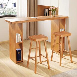 实木吧台桌隔断酒柜一体小户型奶茶店酒吧家庭简约现代长条