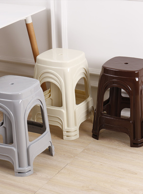 灰色塑料凳子加厚家用高凳客厅餐厅方凳防滑板凳简易经济熟胶凳子