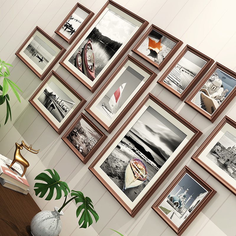 美式婚纱照制作相册挂墙客厅餐厅装饰实木画框组合打印照片加相框