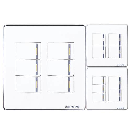 锦迈120型二开四开五开六开六联双控开关 大双排六路开关插座面板