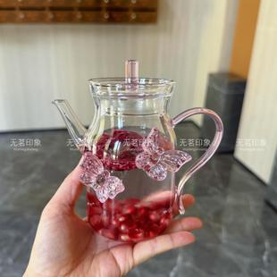花茶壶冷泡壶家用泡茶壶400ml 高硼硅耐热玻璃绿茶壶仿宋执壶日式