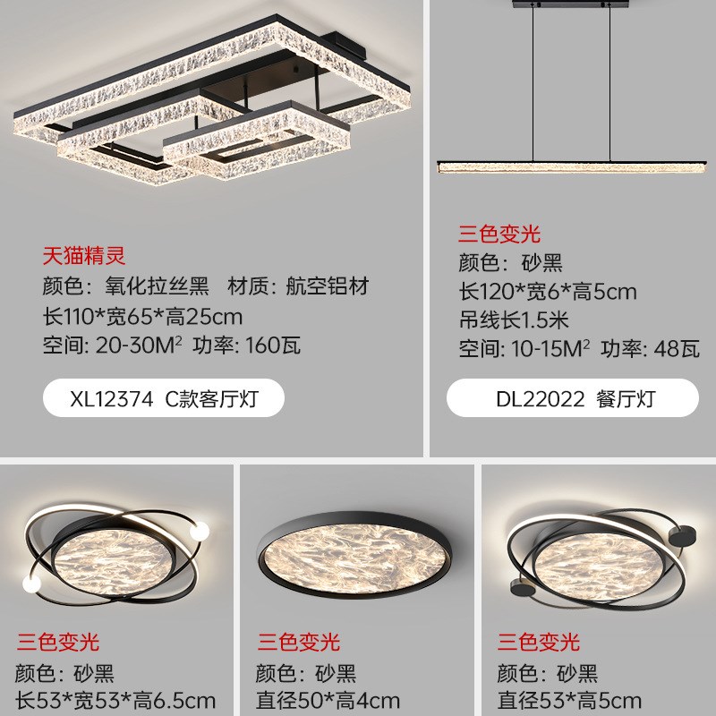 意式客厅吸顶灯轻奢高级感2024新款现代简约主灯全屋灯具套餐组合
