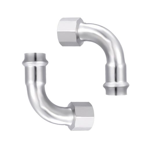 快装双卡压薄壁弯头卫生级304L不锈钢双卡压90度内丝弯头水管件