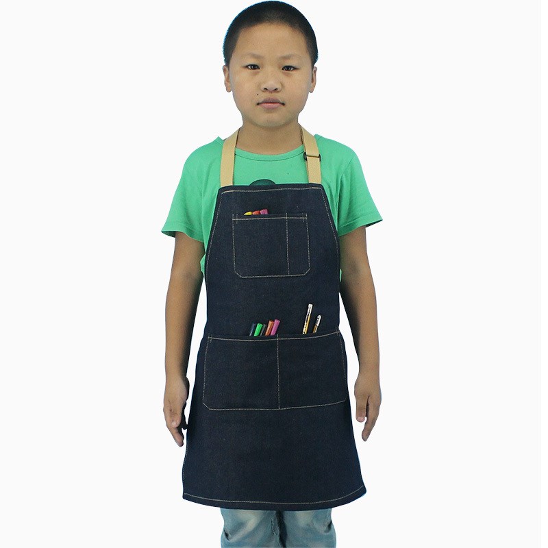 时尚儿童绘画围兜 印字小中大童幼儿园牛仔围裙 美术画画衣印logo