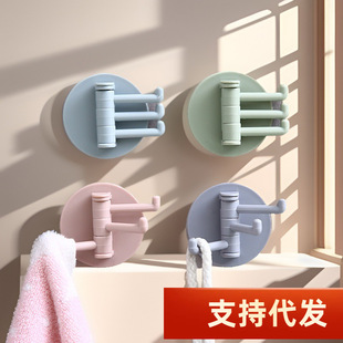新款 无痕三爪钩3分支旋转挂钩厨房卫浴墙壁挂钩三连钩挂钩免钉粘