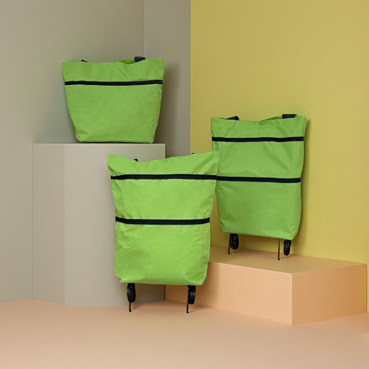 折叠便携收纳袋家用托轮购物袋牛津布防水买菜包可背式包手提袋,收纳整理,购物篮,淘宝优惠券,粉丝福利购,淘宝优惠卷