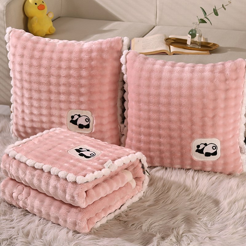 加厚保暖绒抱枕被子o两用二合一车用午睡毛毯枕头被汽车靠垫盖毯