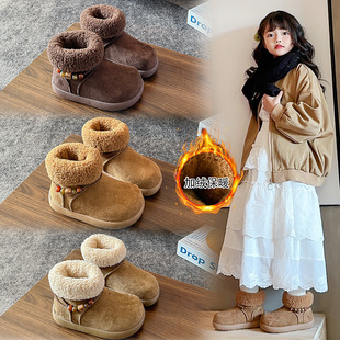 公主风外翻绒秋冬款爆款可爱防冻2025新款加绒雪地靴女童鞋