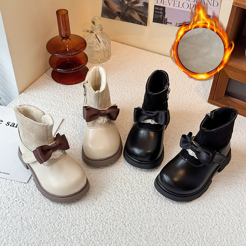 女童儿童短靴2025新款袜靴公主马丁皮靴软底洋气加绒棉靴子